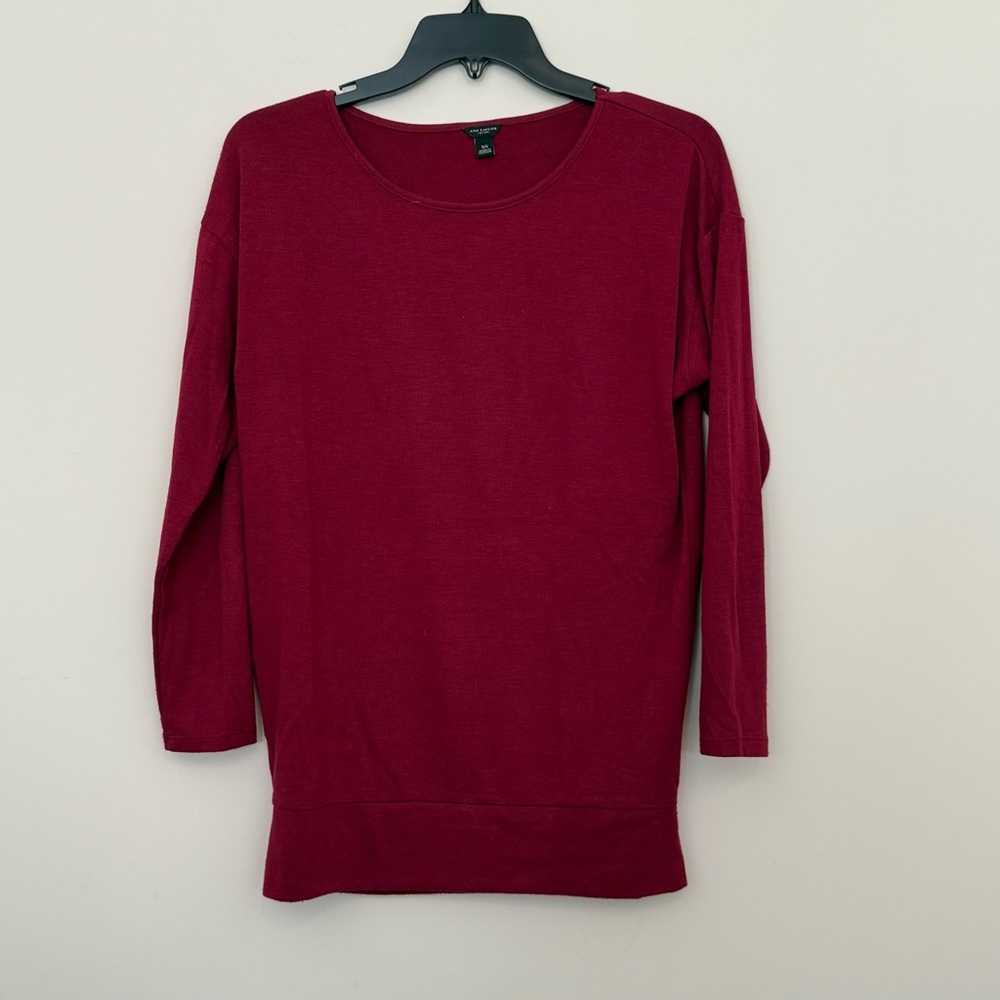 Ann Taylor Women's Crew Neck Sweater - Burgundy / Wine